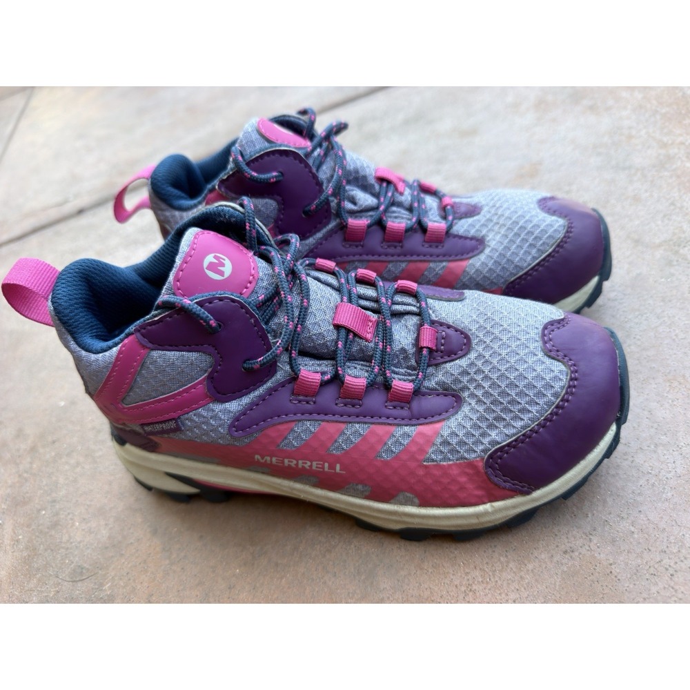 Merrell Moab Speed 2 Mid Waterproof Kids Hiking Shoes Berry Purple Size 3